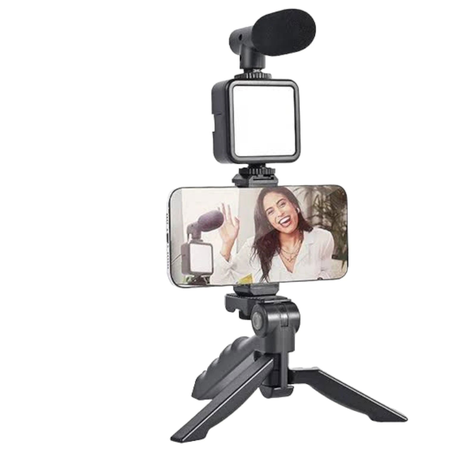 Imported All in one Vlogging Video Making Kit Super Flexible Universal Tripod with Microphone and Light Vlogger Kit Trendy Nest 