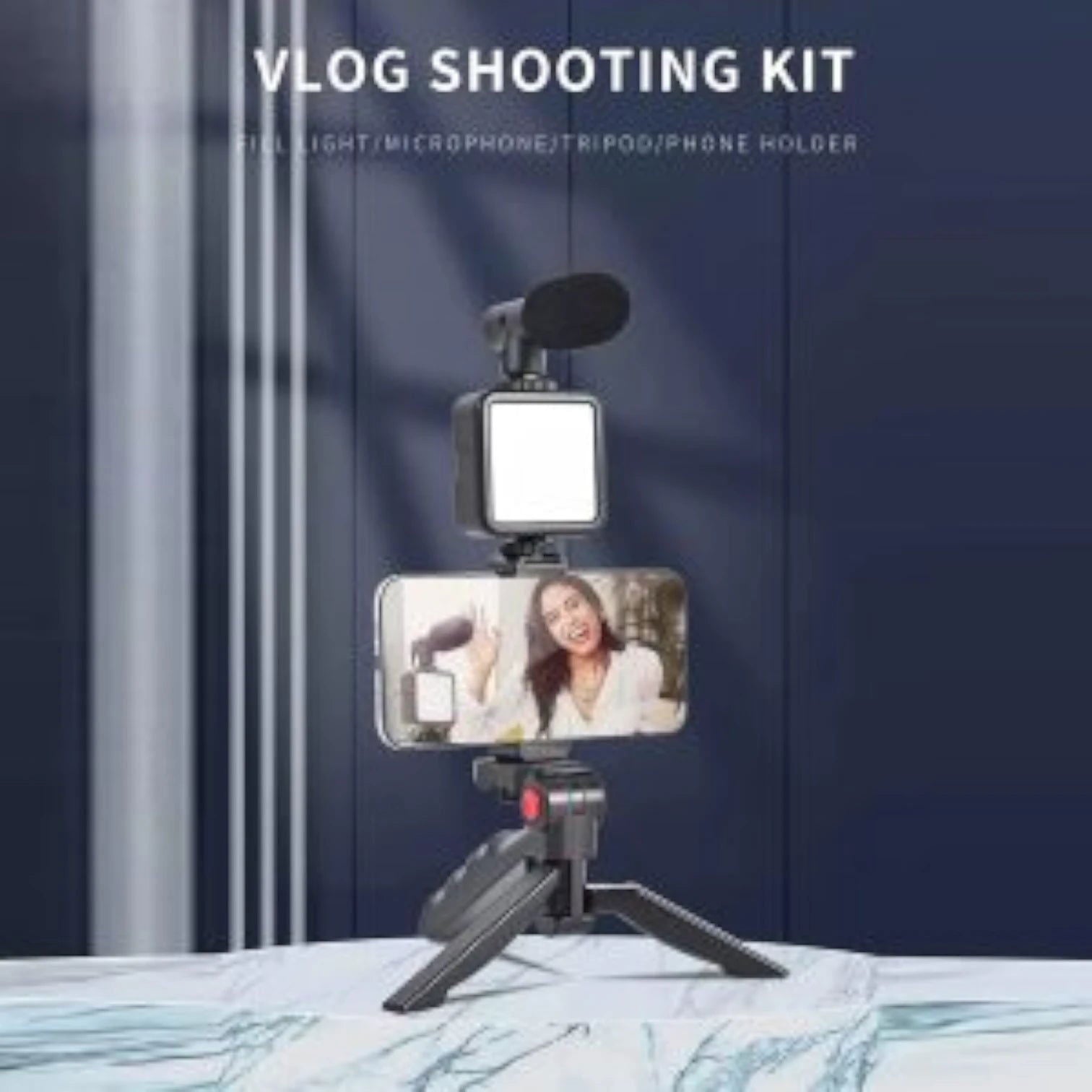 Imported All in one Vlogging Video Making Kit Super Flexible Universal Tripod with Microphone and Light Vlogger Kit Trendy Nest 