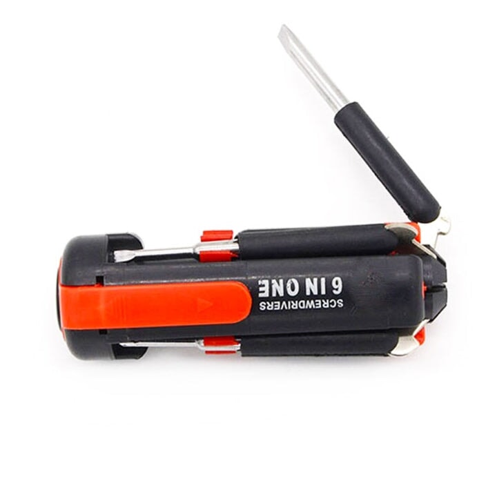 Trendy Tools 6-In-1 Multi Purpose Screwdriver With Torch Red/Black 4Inch Trendy Nest 